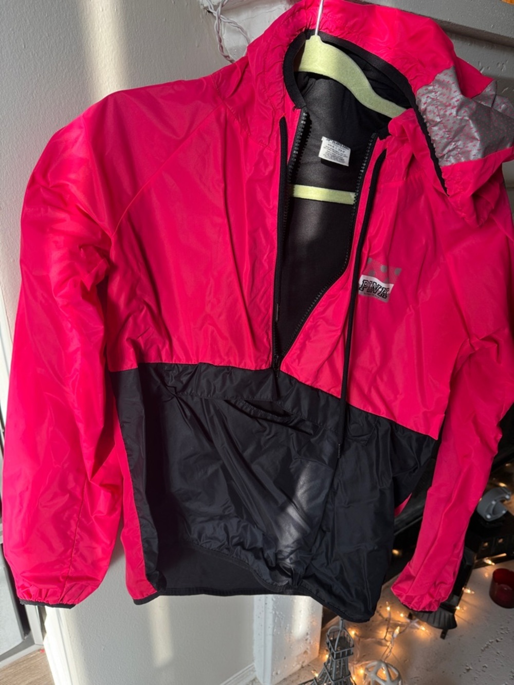 Victoria's Secret PINK Hot Pink Pullover Anorak with Silver Logo